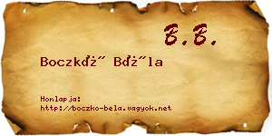 Boczkó Béla névjegykártya